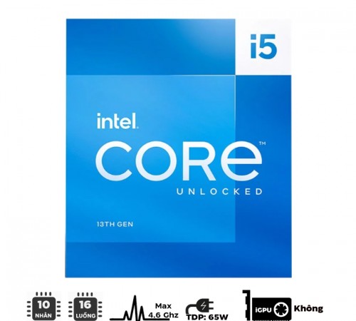 CPU Intel Core i5-13400F (up to 4.6Ghz, 10 nhân 16 luồng, 20MB Cache, 65W) - Socket Intel LGA 1700/Raptor Lake)