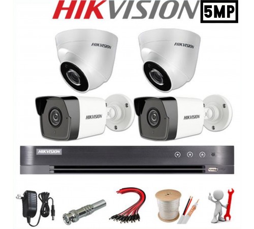 Trọn bộ 4 Camera Hikvision 5MP Siêu Nét